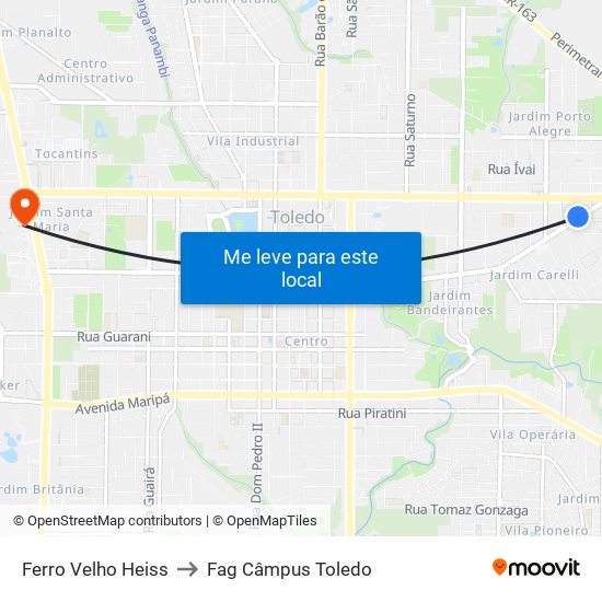 Ferro Velho Heiss to Fag Câmpus Toledo map