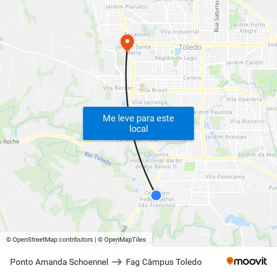 Ponto Amanda Schoennel to Fag Câmpus Toledo map