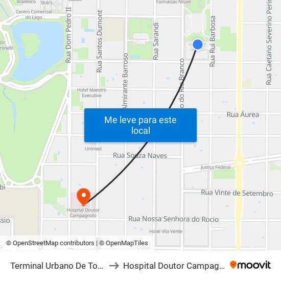 Terminal Urbano De Toledo to Hospital Doutor Campagnolo map