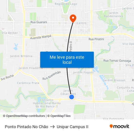 Ponto Pintado No Chão to Unipar Campus II map