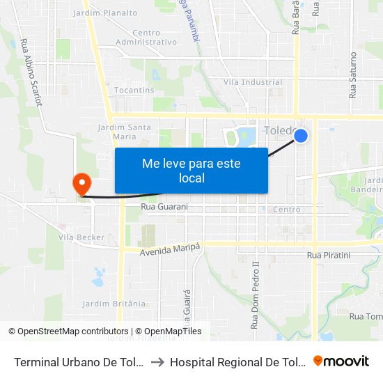 Terminal Urbano De Toledo to Hospital Regional De Toledo map