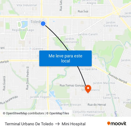 Terminal Urbano De Toledo to Mini Hospital map