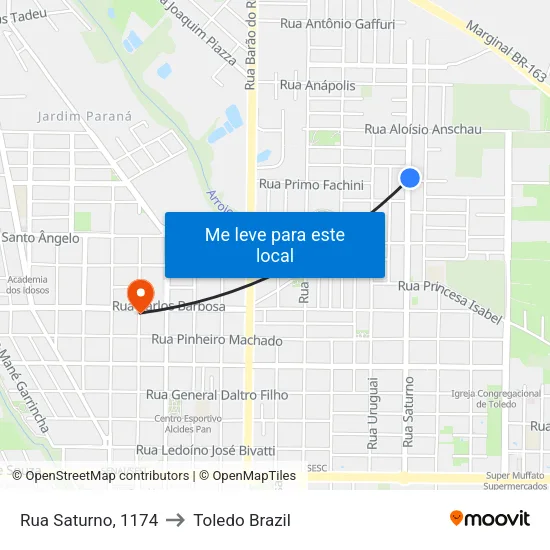 Rua Saturno, 1174 to Toledo Brazil map