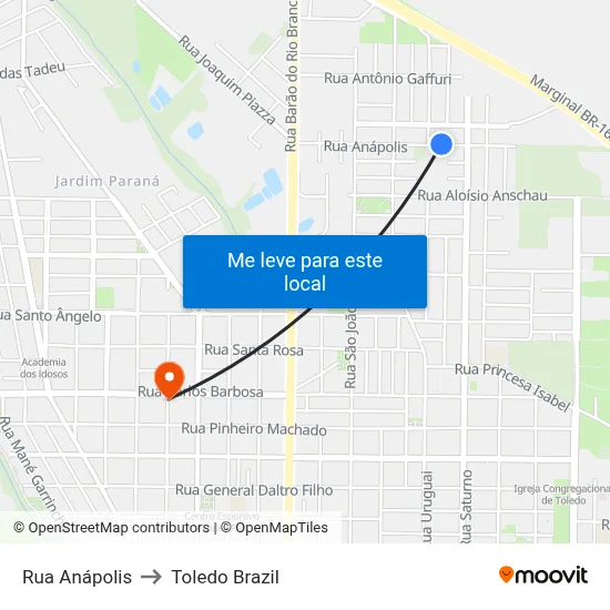 Rua Anápolis to Toledo Brazil map