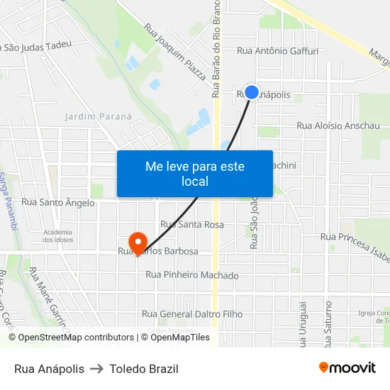 Rua Anápolis to Toledo Brazil map
