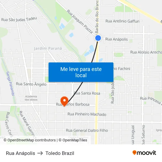 Rua Anápolis to Toledo Brazil map