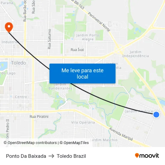 Ponto Da Baixada to Toledo Brazil map