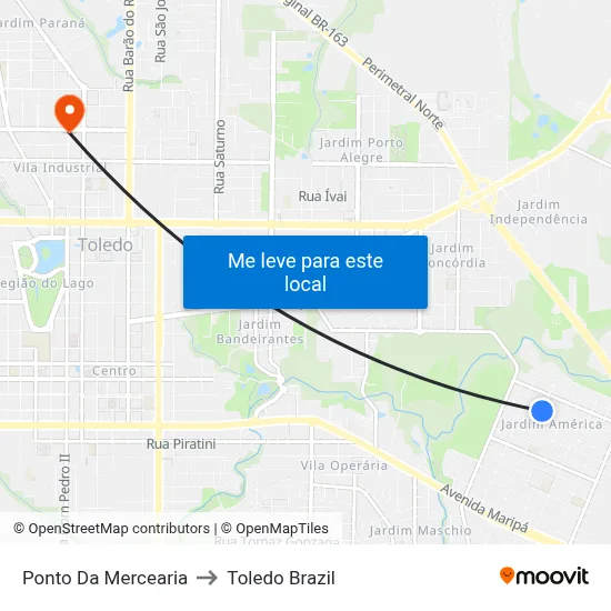 Ponto Da Mercearia to Toledo Brazil map