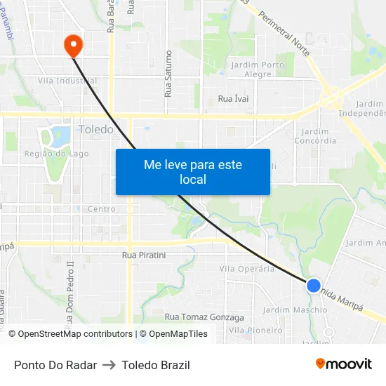 Ponto Do Radar to Toledo Brazil map