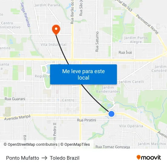 Ponto Mufatto to Toledo Brazil map