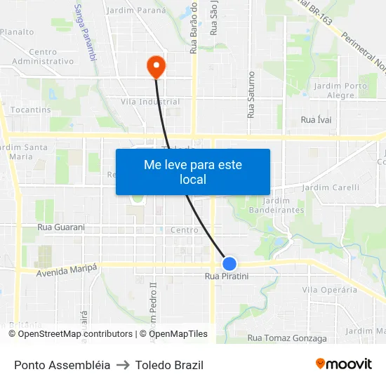 Ponto Assembléia to Toledo Brazil map
