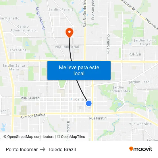 Ponto Incomar to Toledo Brazil map