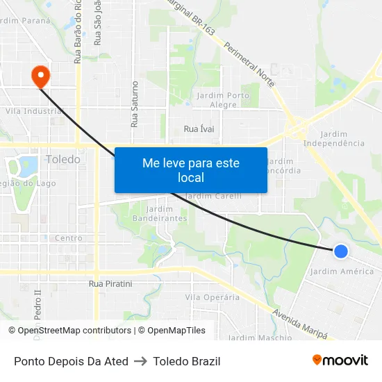 Ponto Depois Da Ated to Toledo Brazil map