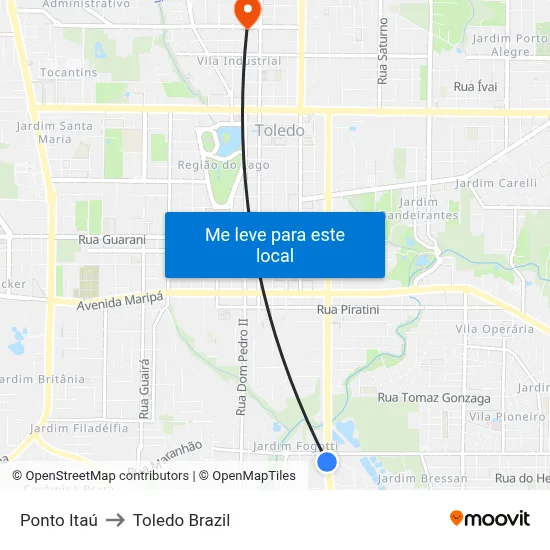Ponto Itaú to Toledo Brazil map