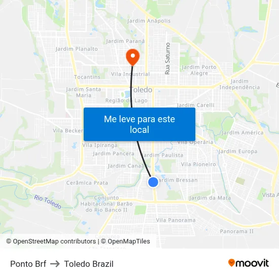 Ponto Brf to Toledo Brazil map