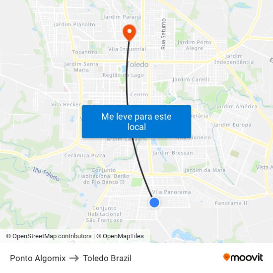 Ponto Algomix to Toledo Brazil map