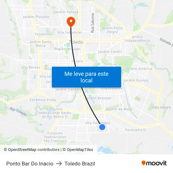 Ponto Bar Do Inacio to Toledo Brazil map