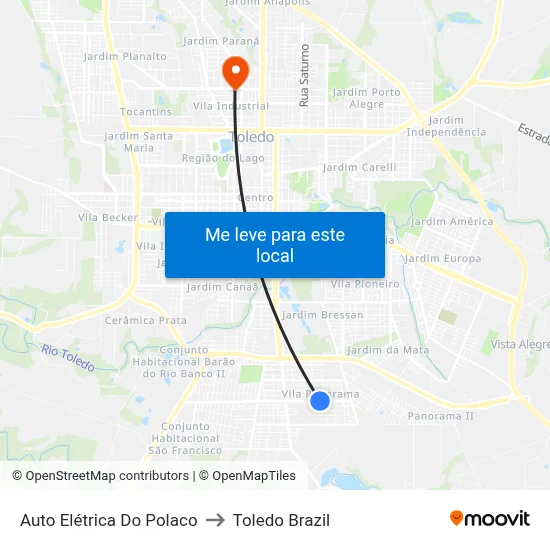 Auto Elétrica Do Polaco to Toledo Brazil map
