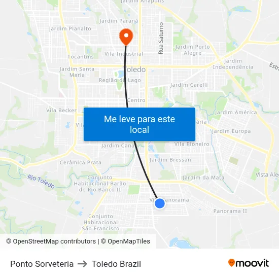 Ponto Sorveteria to Toledo Brazil map