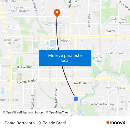 Ponto Bortolloto to Toledo Brazil map