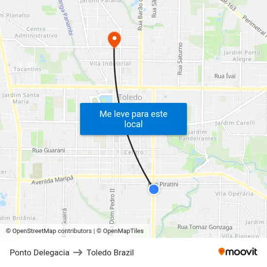 Ponto Delegacia to Toledo Brazil map