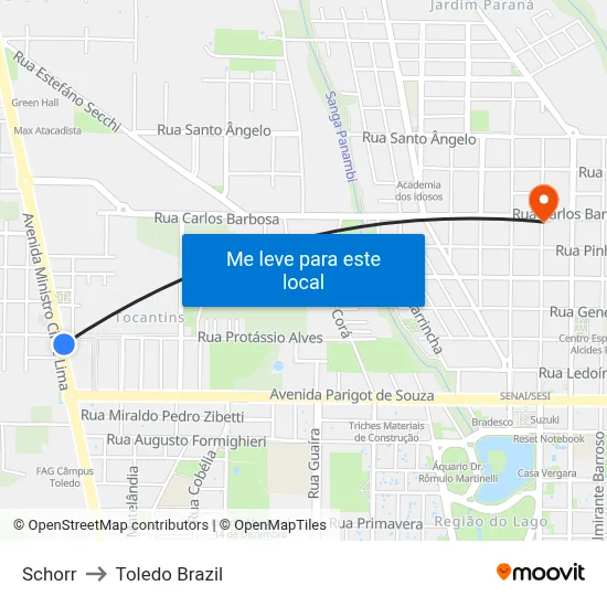 Schorr to Toledo Brazil map