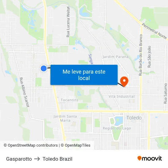 Gasparotto to Toledo Brazil map