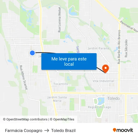 Farmácia Coopagro to Toledo Brazil map