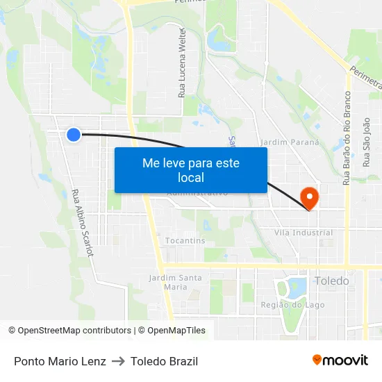 Ponto Mario Lenz to Toledo Brazil map