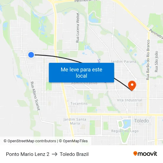 Ponto Mario Lenz 2 to Toledo Brazil map