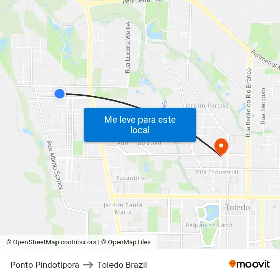 Ponto Pindotipora to Toledo Brazil map