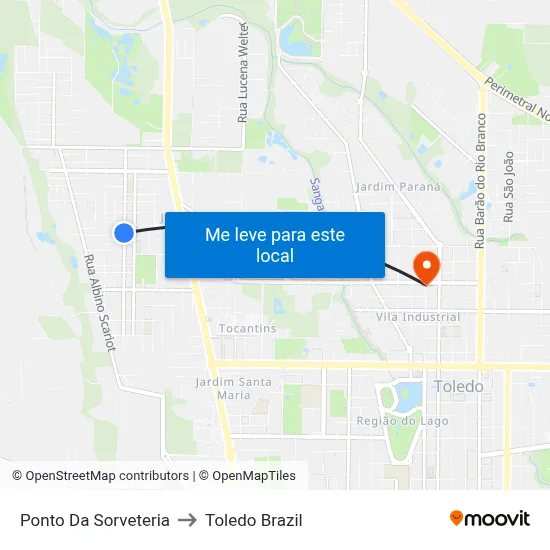 Ponto Da Sorveteria to Toledo Brazil map