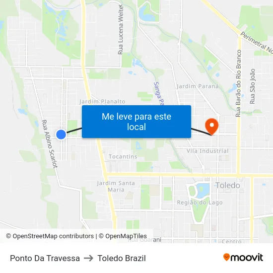 Ponto Da Travessa to Toledo Brazil map