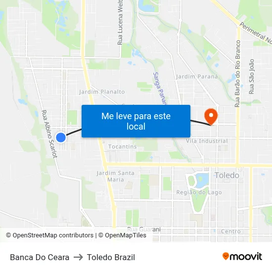 Banca Do Ceara to Toledo Brazil map