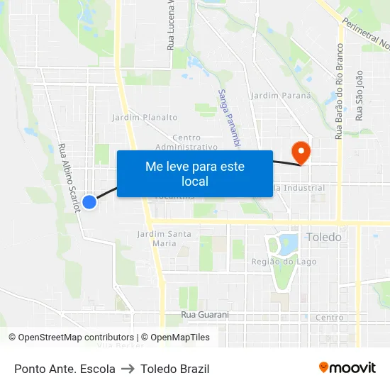 Ponto Ante. Escola to Toledo Brazil map