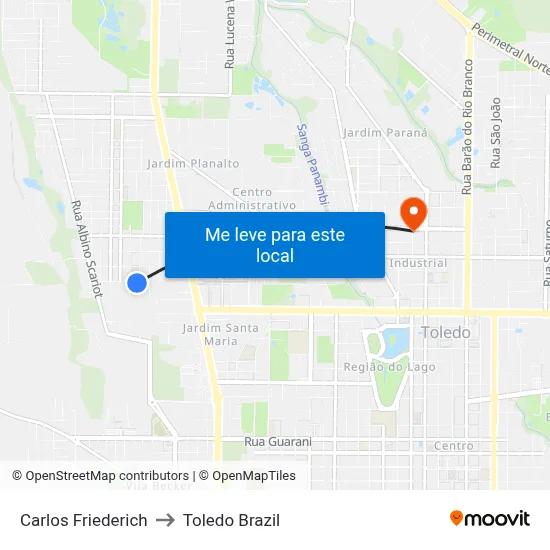 Carlos Friederich to Toledo Brazil map