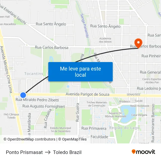 Ponto Prismasat to Toledo Brazil map