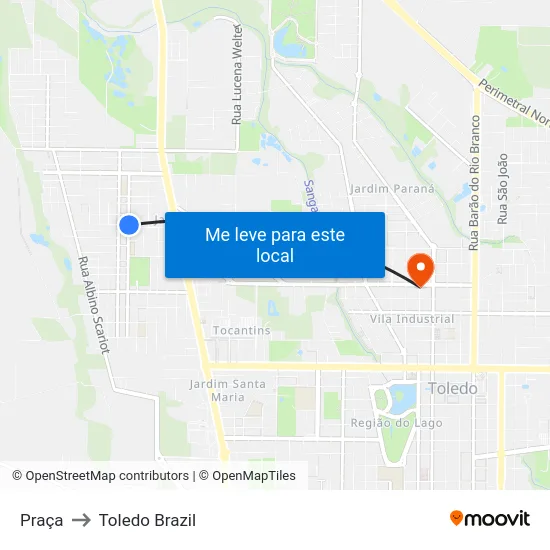 Praça to Toledo Brazil map