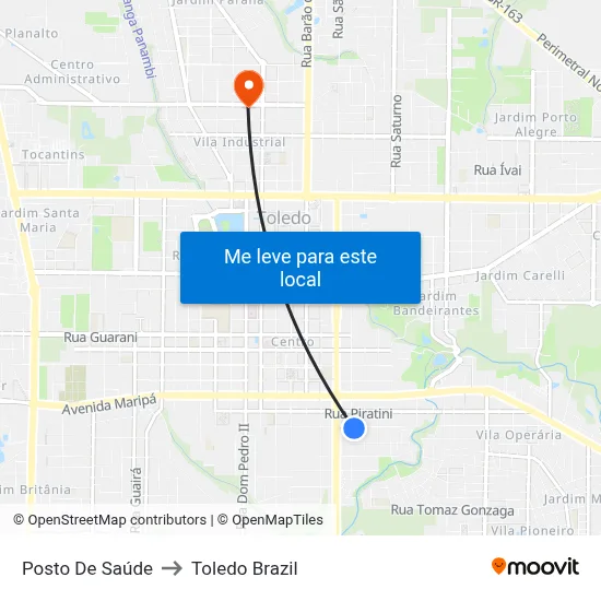 Posto De Saúde to Toledo Brazil map