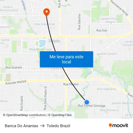 Banca Do Ananias to Toledo Brazil map
