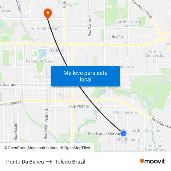 Ponto Da Banca to Toledo Brazil map