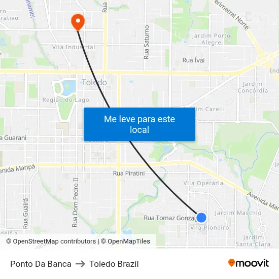 Ponto Da Banca to Toledo Brazil map