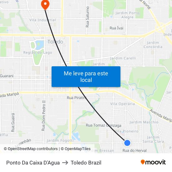 Ponto Da Caixa D'Agua to Toledo Brazil map