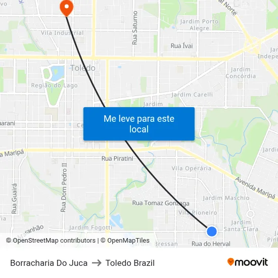 Borracharia Do Juca to Toledo Brazil map