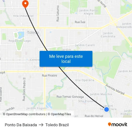 Ponto Da Baixada to Toledo Brazil map