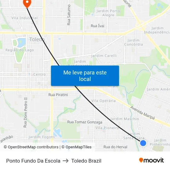 Ponto Fundo Da Escola to Toledo Brazil map