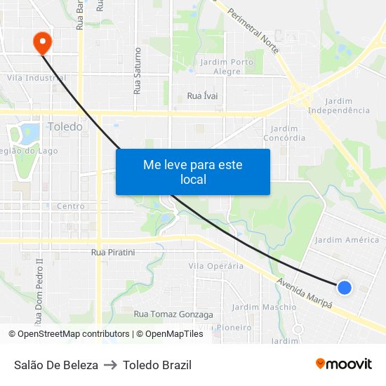 Salão De Beleza to Toledo Brazil map
