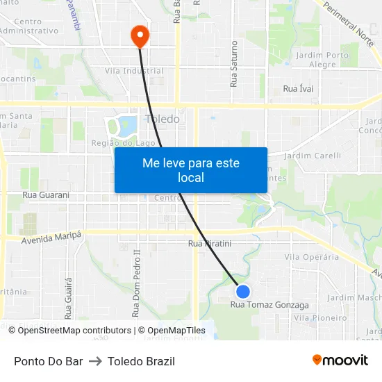 Ponto  Do Bar to Toledo Brazil map