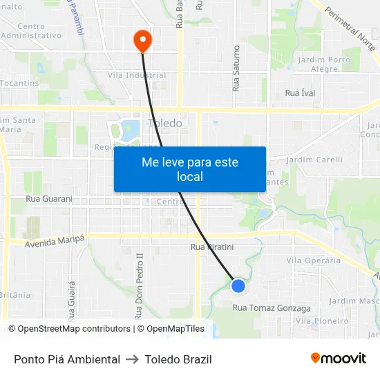 Ponto Piá Ambiental to Toledo Brazil map
