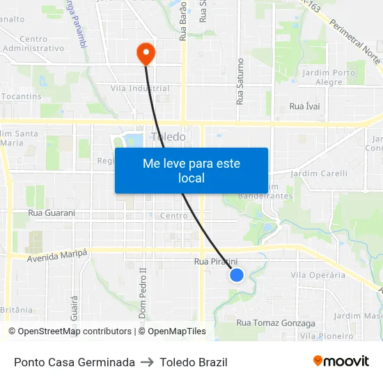 Ponto Casa Germinada to Toledo Brazil map